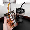 Picture of BLUEPOLAR 13oz/400ml Tumbler Water Glass, Cups with Straw and Lid Sealed Carry on for Coffee, Iced Tea, Thick Wall Insulated Glass Cup (Amber)…