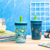 Picture of Zak Designs Campout and Camping Kelso Tumbler Set, Leak-Proof Screw-On Lid with Straw, Bundle for Kids Includes Plastic and Stainless Steel Cups with Bonus Sipper, 3pc Set, Non-BPA,15 fl oz