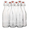 Picture of Flip Top Glass Bottle [1 Liter / 33 fl. oz.] [Pack of 6] - Swing Brewing with Stopper for Beverages, Oil, Vinegar, Kombucha, Beer, Water, Soda, Kefir Airtight Lid & Leak Proof Cap Clear