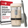 Picture of KneadAce Sourdough Starter Jar With Date Marked Feeding Band, Thermometer, Sourdough Jar Scraper, Sourdough Container Sewn Cloth Cover & Metal Lid, Sourdough Starter Kit