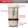 Picture of KneadAce Sourdough Starter Jar With Date Marked Feeding Band, Thermometer, Sourdough Jar Scraper, Sourdough Container Sewn Cloth Cover & Metal Lid, Sourdough Starter Kit