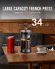 Picture of BAYKA 34 Ounce 1 Liter French Press Coffee Maker, Heat Resistant Thickened Borosilicate Glass Stainless Steel Brewer, Cold Brew Cafetera Teapot for Kitchen Travel Camping, Dark Pewter