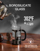 Picture of BAYKA 34 Ounce 1 Liter French Press Coffee Maker, Heat Resistant Thickened Borosilicate Glass Stainless Steel Brewer, Cold Brew Cafetera Teapot for Kitchen Travel Camping, Dark Pewter