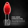 Picture of OVENTE Portable 5 Speed Mixing Electric Hand Mixer with Stainless Steel Whisk Beater Attachments & Snap Storage Case, Compact Lightweight 150 Watt Powerful Blender for Baking & Cooking, Red HM151R