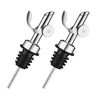 Picture of Pafusen 2 Pack Automatic Liquor Pour Spout, Auto Flip Olive Oil Dispenser Spout, Pour Spout for Liquor Bottles, Olive Oil Spout, Bottle Pourers for Alcohol Wine Syrup Home Bar Accessories Silver