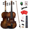 Picture of Vangoa Violin 4/4 Full Size Set, Varnish Fiddle Solid Wood for Professional Adults Senior Intermediate Beginners Student Starter Acoustic Violins Kit Outfit with Ebony Fitted, Hard Case, Right Handed