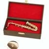Picture of Dselvgvu Miniature Saxophone with Stand and Case Brass Mini Musical Instrument Replica Collectible Figurines Model Home Decoration Ornament (Tenor Saxophone, 5.24"x2.76"x0.89")