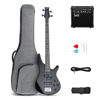 Picture of GLARRY 4 String Electric Bass Guitar Beginner Kit，GIB Series Full Size Solid Body Bass Guitar with 20W AMP, Gig Bag Backpack and Accessories (Black)