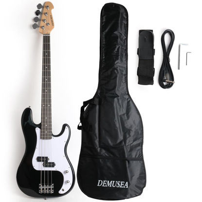 Picture of Demusea DPB-30 Full Size 4 Strings Electric Bass Guitar Beginner Starter Practic with gig bag and strap (Black)