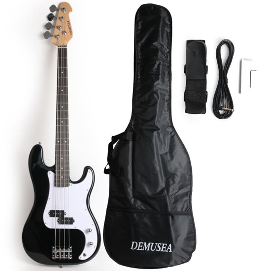 Picture of Demusea DPB-30 Full Size 4 Strings Electric Bass Guitar Beginner Starter Practic with gig bag and strap (Black)