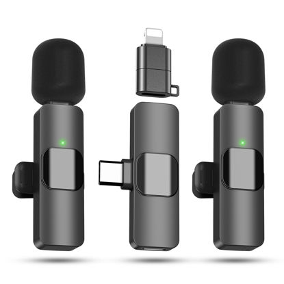 Picture of AMASDA 2 Pack Wireless Lavalier Microphone for iPhone, iOS and Android Phone, Lapel Mic Noise Reduction Plug-Play Mini Microphone for Video Recording, Interview, Podcast, Vlog, Tiktok, YouTube, Gift