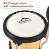 Picture of EastRock Bongo Drum 4” and 5” Set for Adults Kids Beginners Professionals Tunable Wood and Metal Drum Percussion Instruments With Tuning Wrench