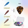 Picture of 21 Pack Guitar Picks with Organizer Storage Box, 3 Different Thickness Colorful Celluloid Guitar Picks Plectrums for Acoustic Guitar, Electric Guitar, Bass, Ukulele