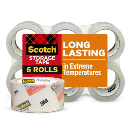 Picture of Scotch Long Lasting Storage Packaging Tape, 1.88" x 54.6 yd, Designed for Storage and Packing, Stays Sealed in Weather Extremes, 3" Core, Clear, 6 Rolls (3650-6)
