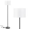 Picture of Modern Floor Lamp Simple Design with White Shade, Foot Pedal Switch, 60" Small Tall Lamps for Living Room Bedroom Office Dining Room Kitchen, Black Pole Lamp(Without Bulb)