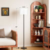 Picture of Modern Floor Lamp Simple Design with White Shade, Foot Pedal Switch, 60" Small Tall Lamps for Living Room Bedroom Office Dining Room Kitchen, Black Pole Lamp(Without Bulb)