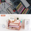 Picture of gianotter Paper Letter Tray Organizer with File Holder, 4-Tier Desk Accessories & Workspace Desk Organizers with Drawer and 2 Pen Holder for Office Supplies (Rose Gold)