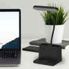 Picture of AXX Black LED Desk Lamp for Home Office Bedroom, Battery Operated Table Light for Computer Desktop, Small, Cute, Dimmable, Rechargeable, Flexible Gooseneck, Pen Holder, Phone Mount, Touch Control