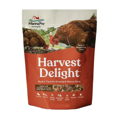 Picture of Manna Pro Harvest Delight - Whole Ingredient Chicken Treat - Harvest Mix of Grains, Raisins, Tomatoes, Carrots, Sunflower Seeds - Mixed Flock Poultry Treat - 2.5 lbs