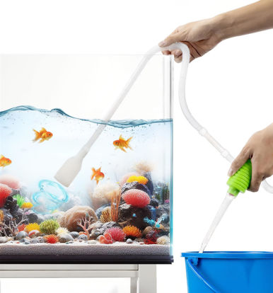 Picture of Luigi's Fish Tank Cleaner - Gravel Pump Vacuum for Aquarium - Hand Siphon Hose to Remove and Change Water or Sand in Minutes - Fish Aquarium Accessories, Supplies & Cleaning Tools