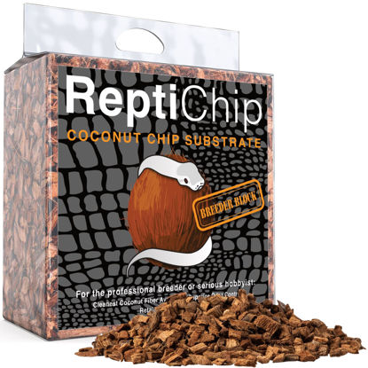Picture of ReptiChip Compressed Coconut Chip 72 Quart Coco Husk Reptile Substrate Snake Bedding for a Tortoise, Ball Python, Gecko, Frog, or Lizard Habitat Terrarium Tank