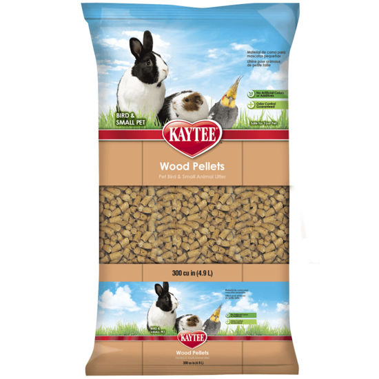 Picture of Kaytee Wood Pellets Pet Bird & Small Animal Litter for Ferrets, Guinea Pigs, Rats, Chinchillas, Hamsters, Gerbils, Rabbits, Mice, Hedgehogs and Dwarf Hamsters, 4.9 Liter, 8 Pound Bag