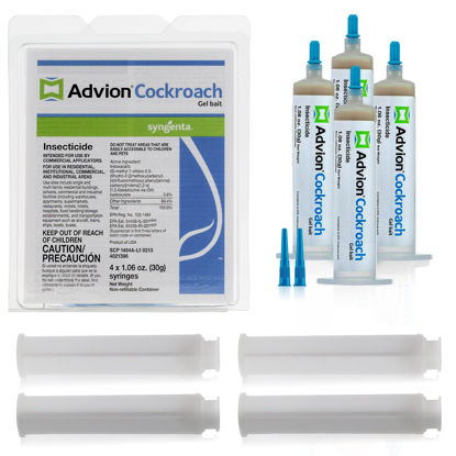 Picture of Advion Cockroach Gel Bait, 4 Tubes x 30-Grams, 4 Plunger and 4 Tips, German Roach Insect Pest Control, Indoor and Outdoor Use, Roach Killer Gel for American, German and Other Major Cockroach Species