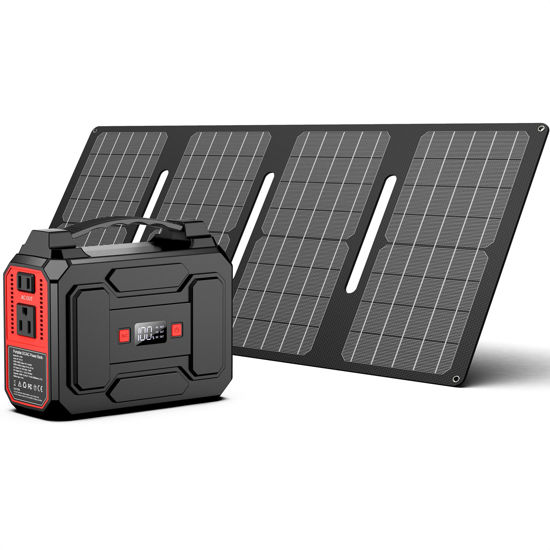 Picture of Solar Powered Generator 200W Peak/100W Rated, Portable Solar Generator Power Station with Solar Panels 40W Included, 146Wh Solar Power Bank with AC Outlet 110V for Home Use Camping Outdoor Adventure