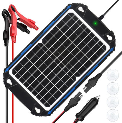 Picture of SUNER POWER Waterproof 12W 12V Solar Battery Charger & Maintainer Pro, Built-in UltraSmart MPPT Charge Controller, 12 Volt Solar Panel Trickle Charging Kits for Car Automotive Boat Marine RV Trailer