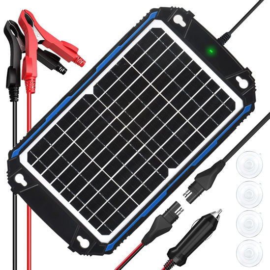 Picture of SUNER POWER Waterproof 12W 12V Solar Battery Charger & Maintainer Pro, Built-in UltraSmart MPPT Charge Controller, 12 Volt Solar Panel Trickle Charging Kits for Car Automotive Boat Marine RV Trailer