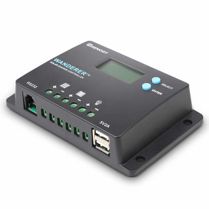 Picture of Renogy 10 Amp 12V/24V PWM Negative Ground Solar Charge Controller Compact Design w/LCD Display for AGM, Gel, Flooded and Lithium Battery, Wanderer 10A