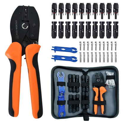 Picture of ECO-WORTHY Solar Crimper Tool Kit 13 PCS Solar Tools - a Crimper, 10 Pairs of Solar Connectors, 2 Pairs of Solar Connector Spanner Wrench for Solar Panel Cable Assembly and Installation