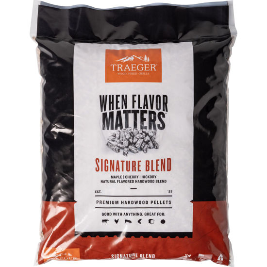 Picture of Traeger Grills Signature Blend 100% All-Natural Wood Pellets for Smokers and Pellet Grills, BBQ, Bake, Roast, and Grill, 18 lb. Bag