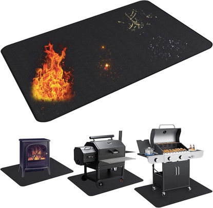 Picture of UBeesize Large 65 x 48 inches Under Grill Mat for Outdoor Grill,Double-Sided Fireproof Grill Pad,Indoor Fireplace/Fire Pit Mat,Oil-Proof Waterproof BBQ Protector for Decks and Patios