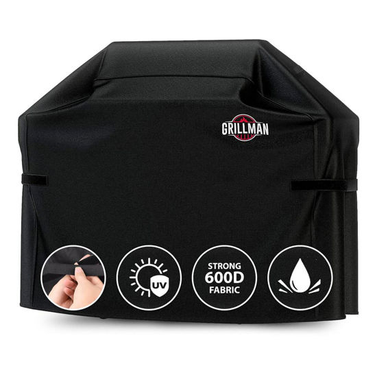 Picture of Grillman Large Rip-Proof Waterproof BBQ Grill Cover, 58 L x 24 W x 48 H Inches, Black