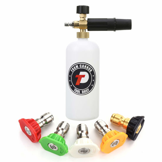 Picture of Tool Daily Foam Cannon with 1/4 Inch Quick Connector, 1 Liter, 5 Pressure Washer Nozzle Tips