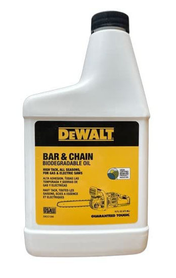 Picture of DEWALT Biodegradable Chainsaw Oil - High Performance, Non Toxic Professional Lubricant - Green, Eco-Friendly, Ultraclean, All Season Bar & Chain Lube, 16 oz
