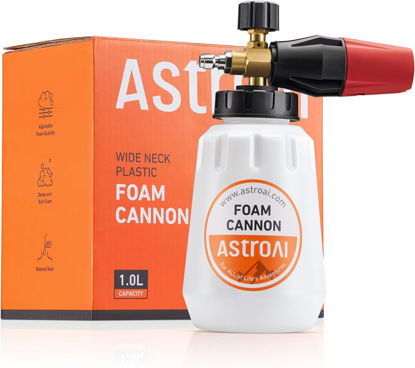 Picture of AstroAI Foam Cannon, Heavy Duty Car Foam Blaster Wide Neck Adjustable Snow Foam Lance and Thick Foam for Pressure Washer with 1/4" Quick Connector,1L Bottle