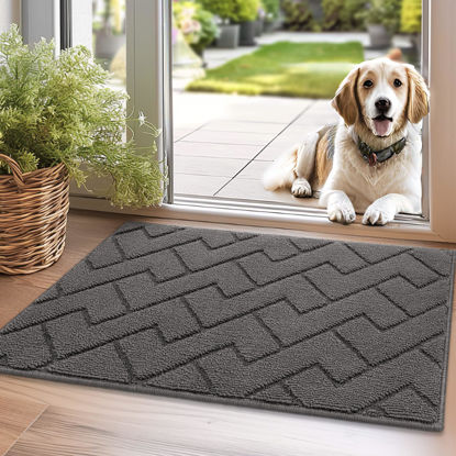 Picture of hicorfe Indoor Doormat, Odor-Free Door mat, Non Slip Door Mats 20"x31.5" Absorbent Resist Dirt Entrance Inside Floor Mats for Entryway Washable Low-Profile (Grey)