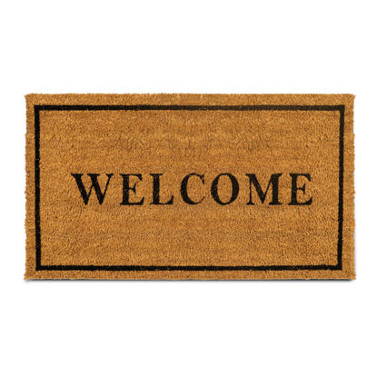 Picture of PLUS Haven Coco Coir Door Mat with Heavy Duty Backing, Welcome Doormat, 17.5”x30” Size, Easy to Clean Entry Mat, Beautiful Color and Sizing for Outdoor and Indoor uses, Home Décor