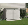 Picture of Suncast 5.9 ft. x 3.7 ft Horizontal Stow-Away Storage Shed - Natural Wood-like Outdoor Storage for Trash Cans and Yard Tools - All-Weather Resin, Hinged Lid, Reinforced Floor - Vanilla and Stoney