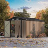 Picture of Patiowell 8x10 FT Outdoor Storage Shed, Large Garden Tool Metal Shed with Sloping Roof and Double Lockable Door, Outdoor Shed for Backyard Garden Patio Lawn, Brown