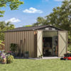 Picture of Patiowell 8x10 FT Outdoor Storage Shed, Large Garden Tool Metal Shed with Sloping Roof and Double Lockable Door, Outdoor Shed for Backyard Garden Patio Lawn, Brown