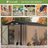 Picture of Patiowell 8x10 FT Outdoor Storage Shed, Large Garden Tool Metal Shed with Sloping Roof and Double Lockable Door, Outdoor Shed for Backyard Garden Patio Lawn, Brown