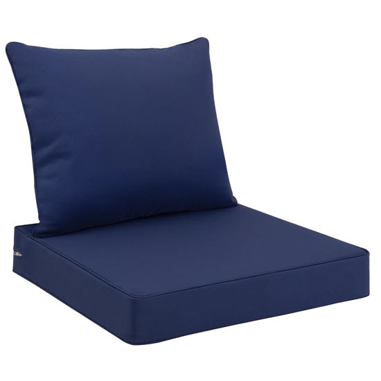 Picture of Favoyard Outdoor Seat Cushion Set 24 x 24 Inch Waterproof & Fade Resistant Patio Furniture Cushions with Removable Cover, Handle and Adjustable Straps for Chair Sofa Couch