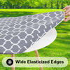 Picture of Smiry Round Picnic Tablecloth, Waterproof Elastic Fitted Table Covers for 36" - 44" Tables, Wipeable Flannel Backed Vinyl Tablecloths for Camping, Indoor, Outdoor, Grey & White