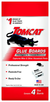 Picture of Tomcat Glue Boards with Immediate Grip Glue for Mice, Cockroaches, and Insects, Use Flat or Covered, Ready-To-Use, 4 Traps