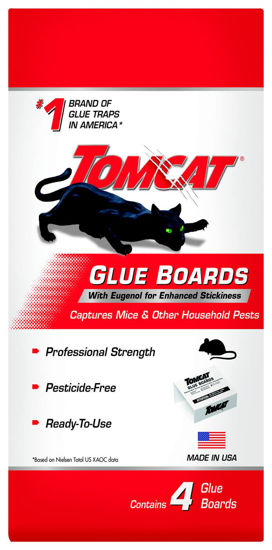 Picture of Tomcat Glue Boards with Immediate Grip Glue for Mice, Cockroaches, and Insects, Use Flat or Covered, Ready-To-Use, 4 Traps