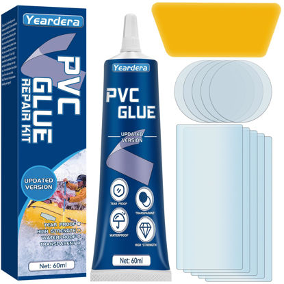 Picture of Yeardera Air Mattress Patch Kit, Waterproof Vinyl Repair Kit, High Strength PVC Adhesive for Inflatables, Hot Tubs, PVC Boats, Vinyl Glue (60 Milliliters)