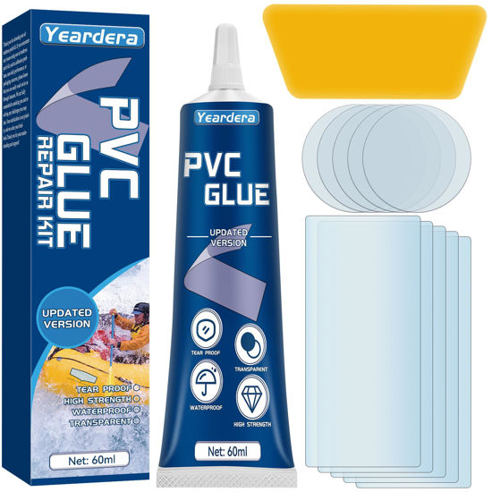 Picture of Yeardera Air Mattress Patch Kit, Waterproof Vinyl Repair Kit, High Strength PVC Adhesive for Inflatables, Hot Tubs, PVC Boats, Vinyl Glue (60 Milliliters)